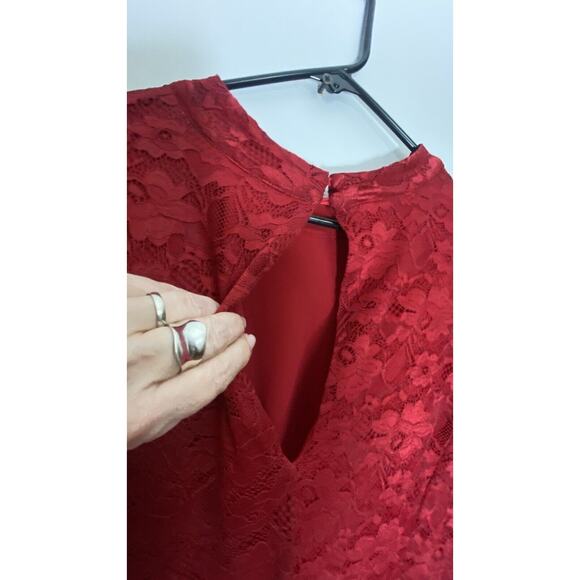 Torrid Sz 3 A Line Lace Overlay Cocktail Formal Pretty Red Party Dress - Picture 13 of 16